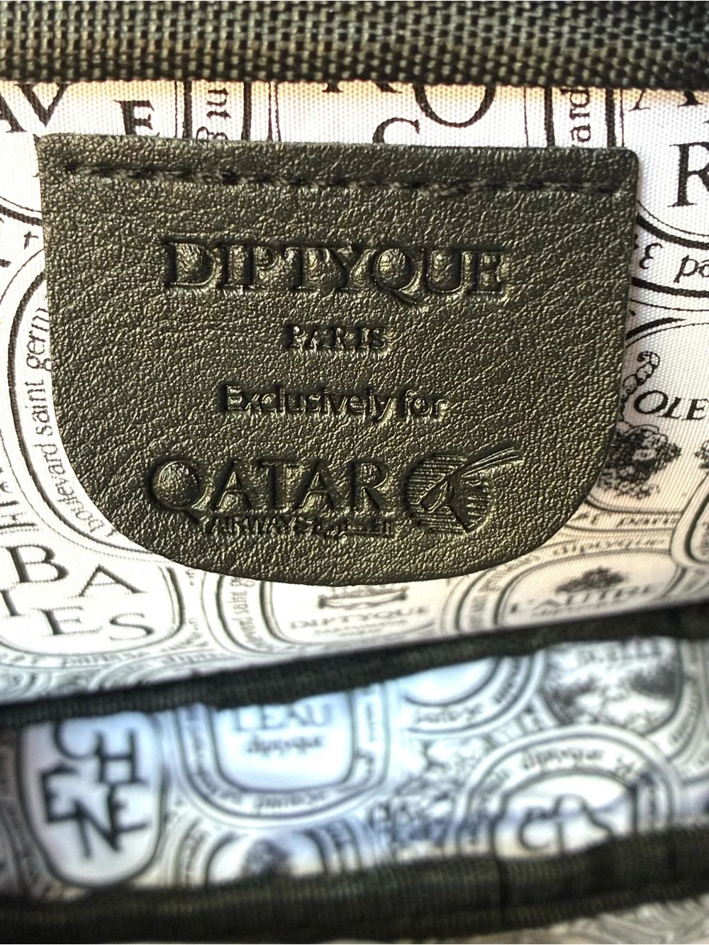Diptyque x Qatar Airways Black Vegan Leather Business Class Amenity Travel Pouch